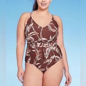 NWT Kona Sol Wrap Waist Medium Coverage One Piece Swimsuit Size Medium